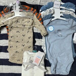 Carter's Beige and Blue Bodysuit Set